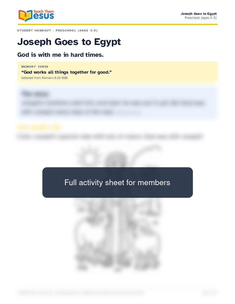 Preview of the Preschool (ages 3–5) student handout
