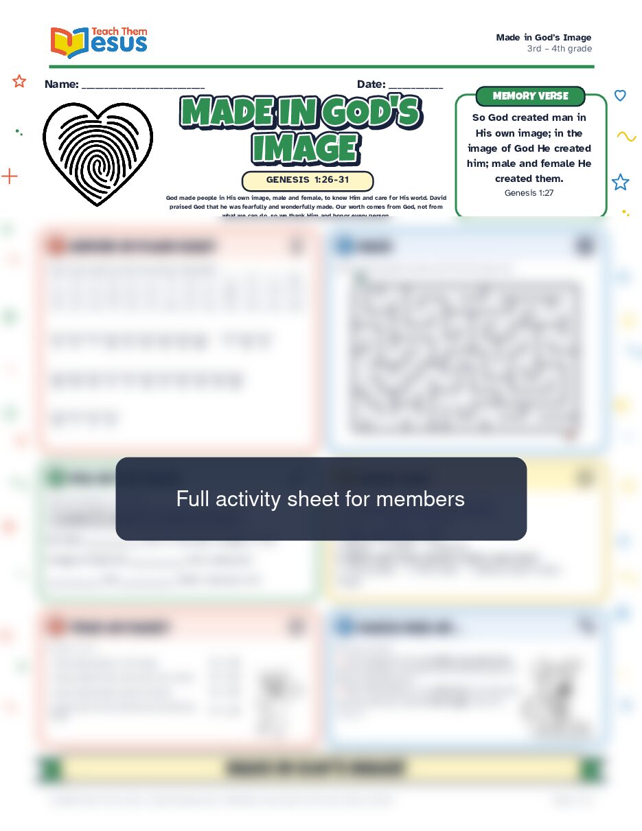 Preview of the 3rd – 4th grade student handout