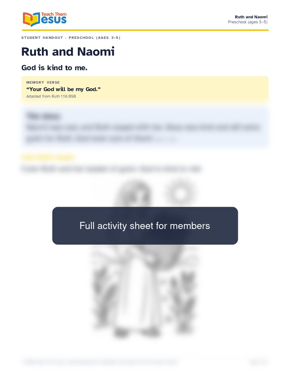 Preview of the Preschool (ages 3–5) student handout