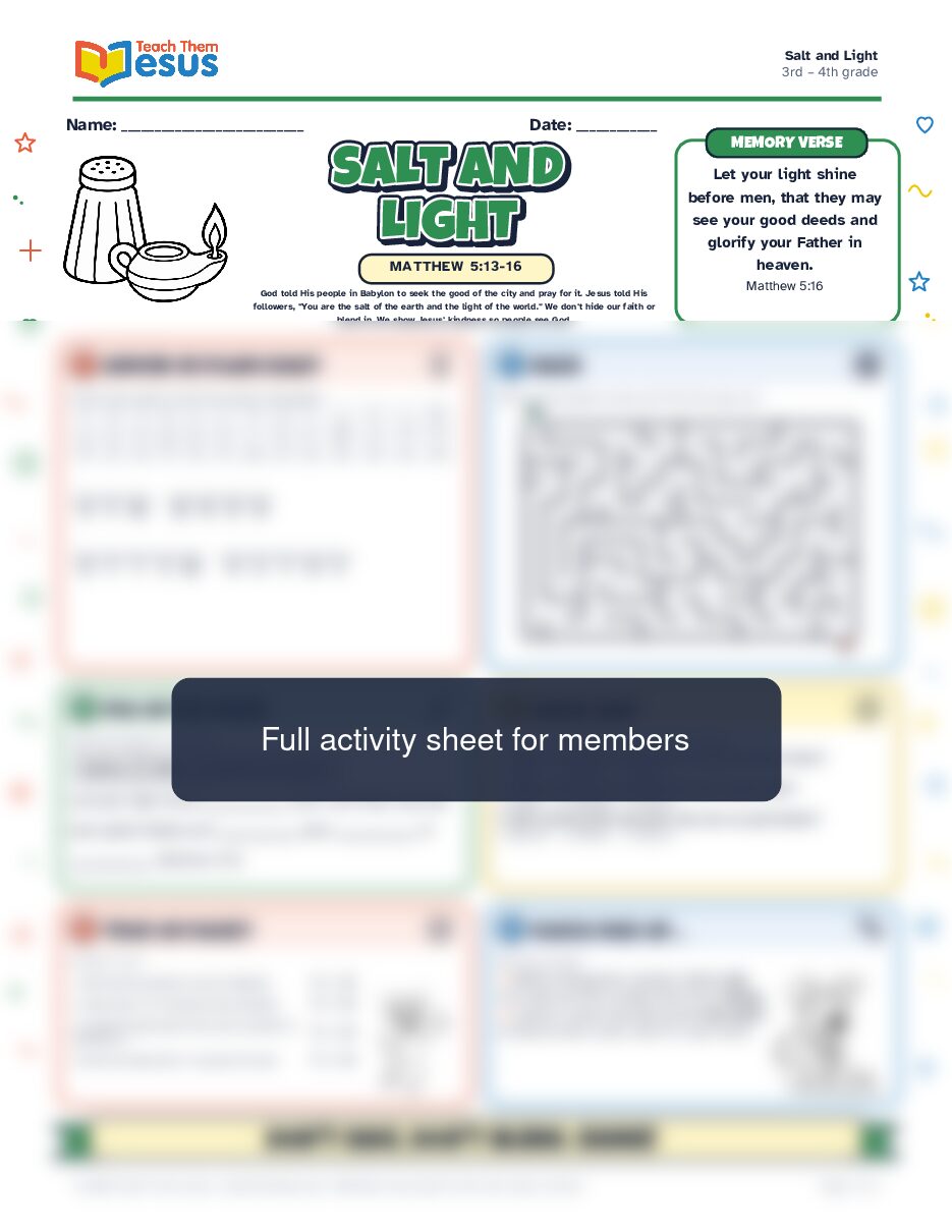 Preview of the 3rd – 4th grade student handout