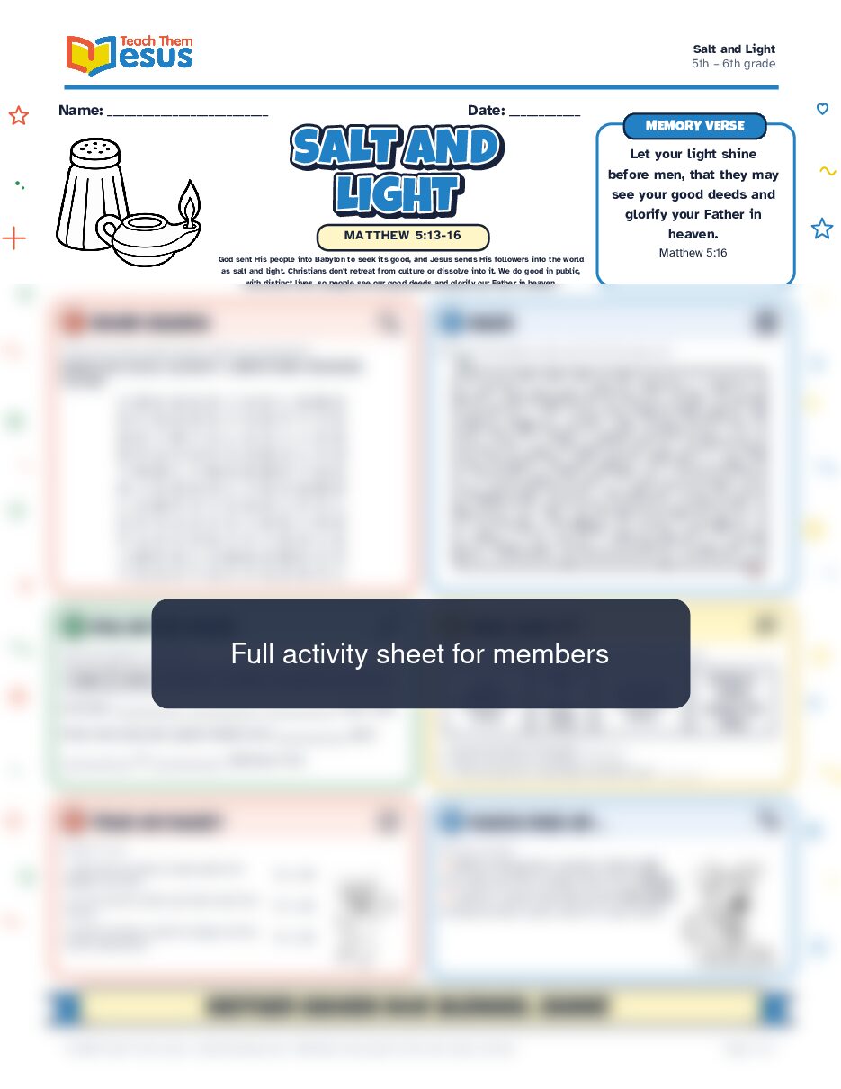 Preview of the 5th – 6th grade student handout