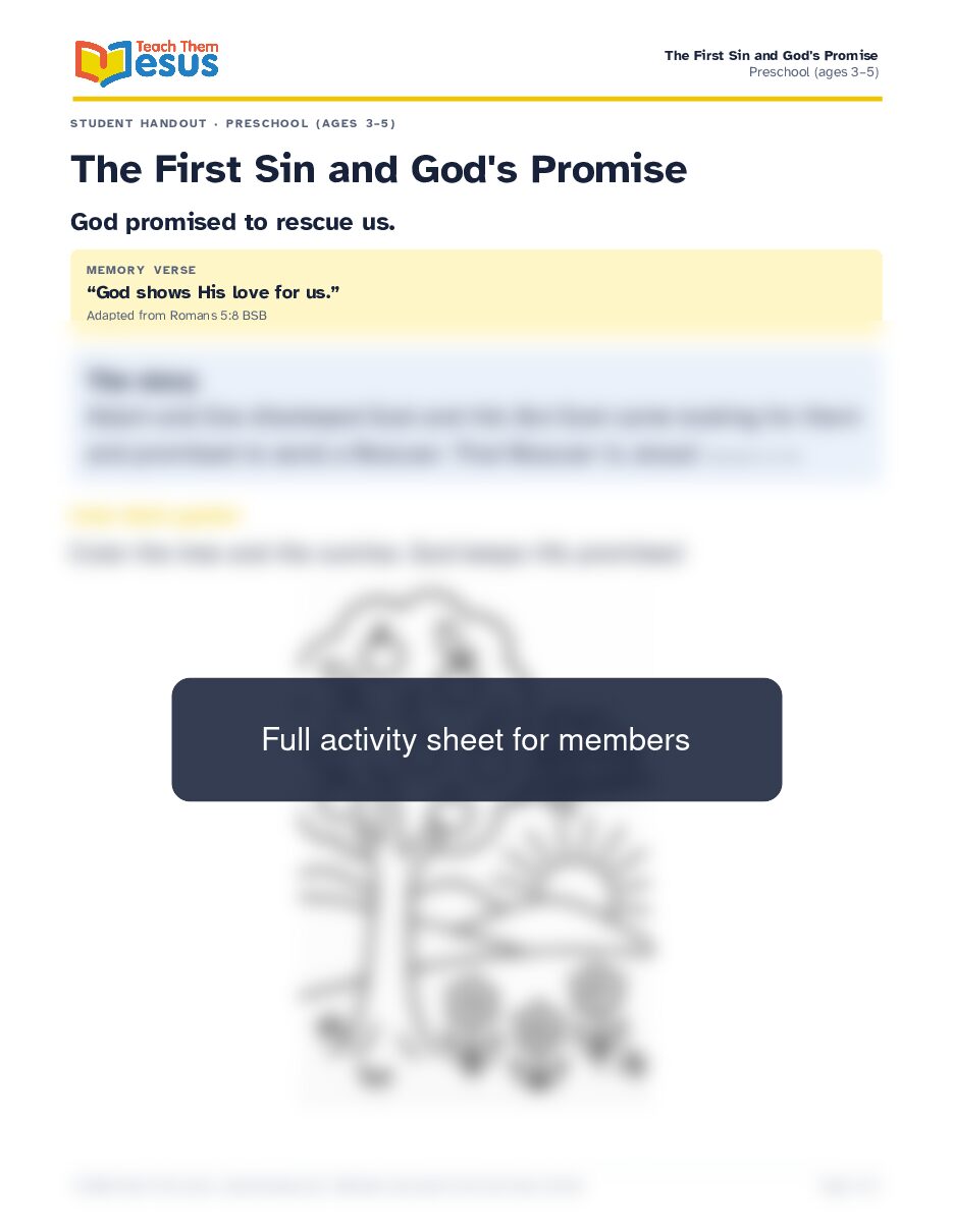 Preview of the Preschool (ages 3–5) student handout