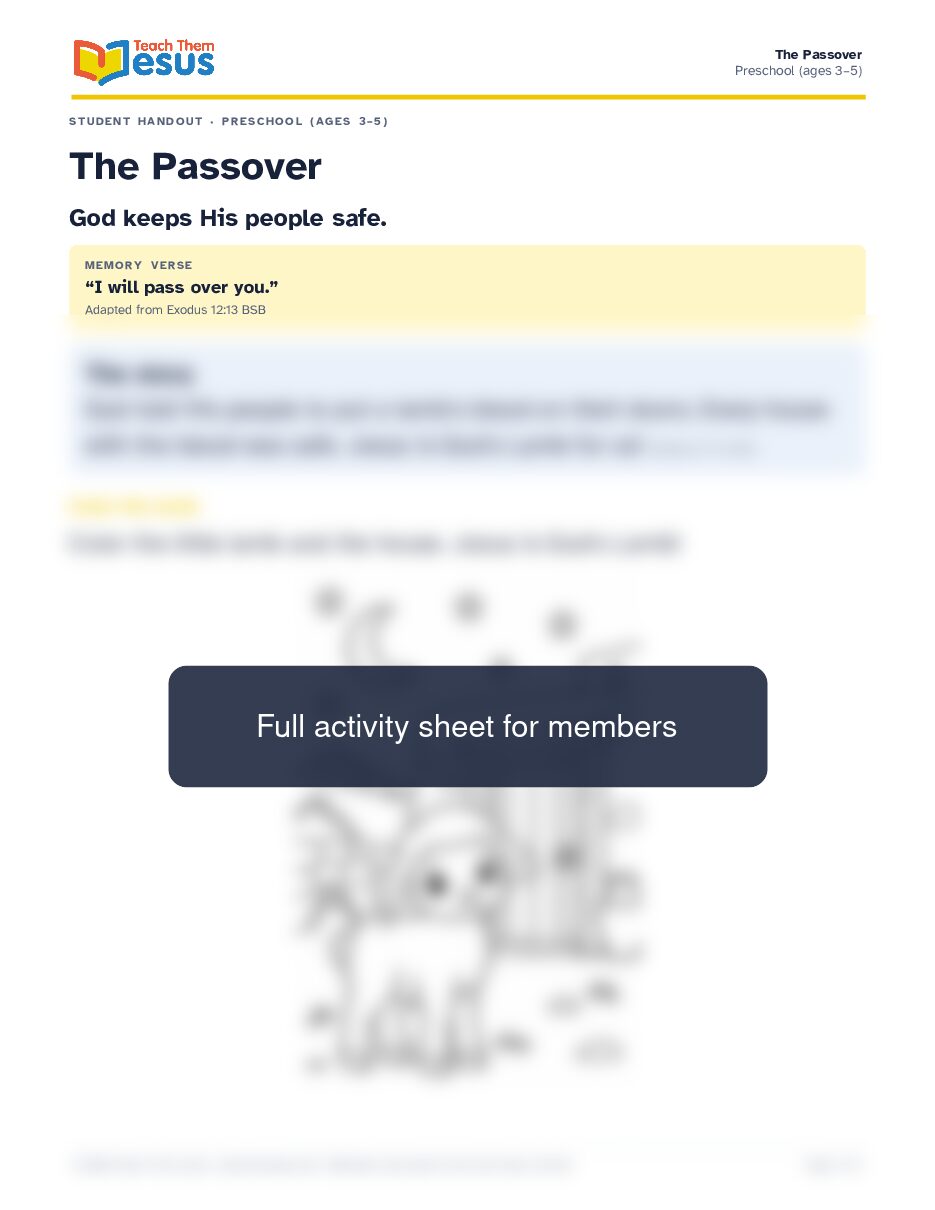 Preview of the Preschool (ages 3–5) student handout