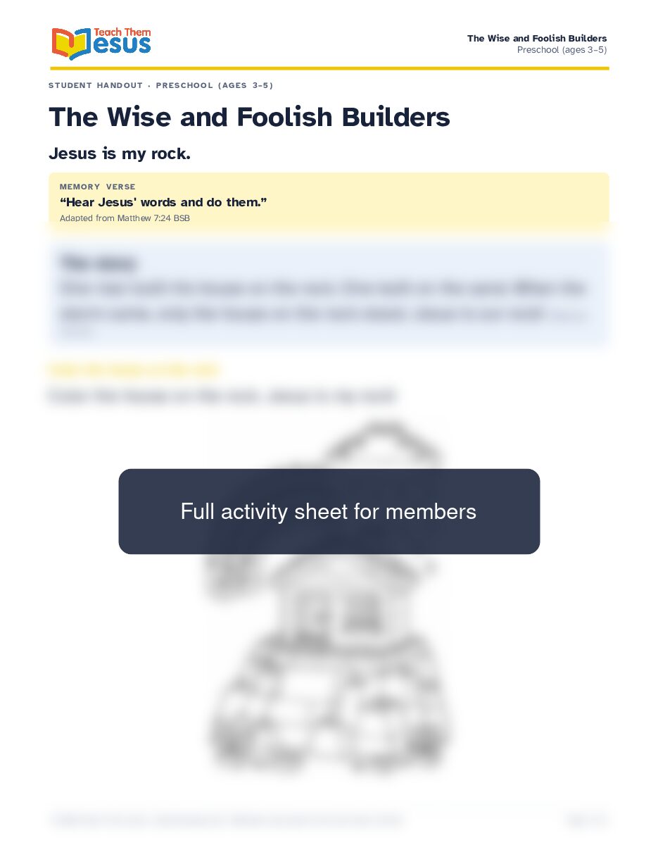 Preview of the Preschool (ages 3–5) student handout