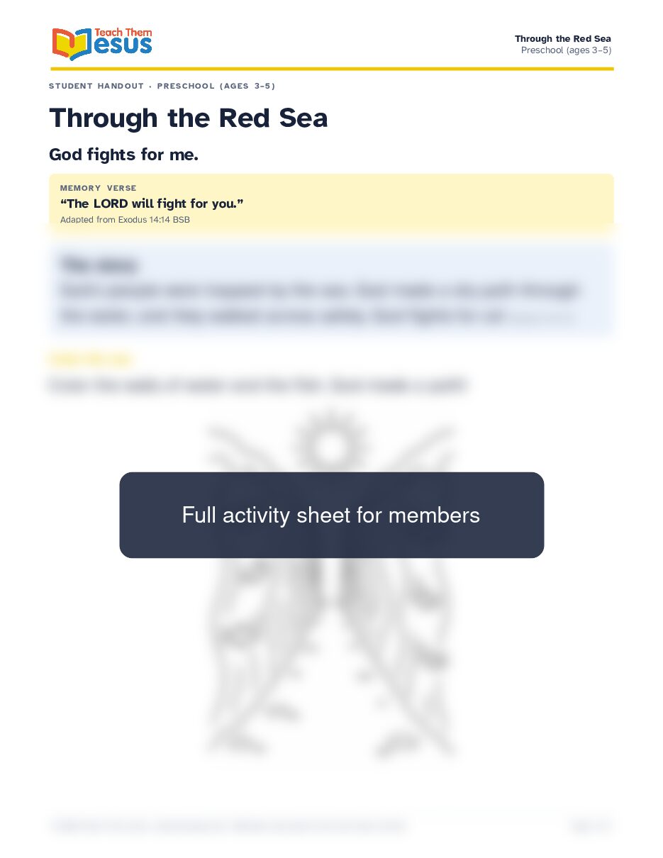 Preview of the Preschool (ages 3–5) student handout