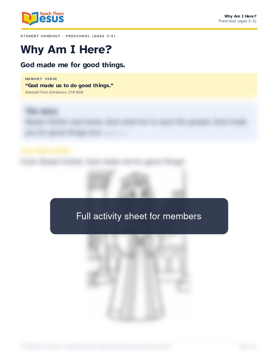 Preview of the Preschool (ages 3–5) student handout