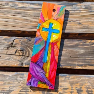 colorful bookmark with hand drawings