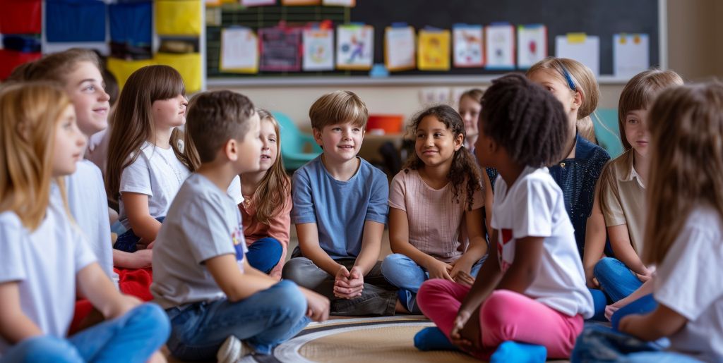 kids sitting in a circle for an activity