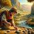 David, a teenage shepherd boy, gathering small stones